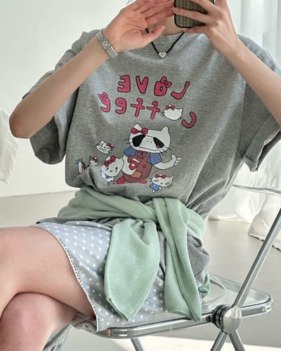 惡搞融化凱蒂貓棉T1