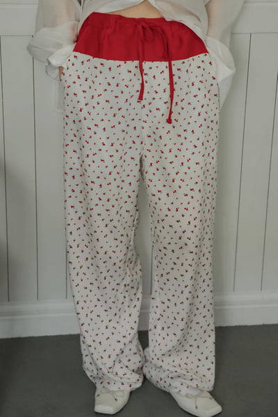 性感撞色緞面小花長褲8