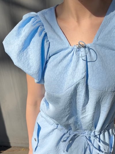 出遊必備花苞袖緹花連身褲（子珊同款）9