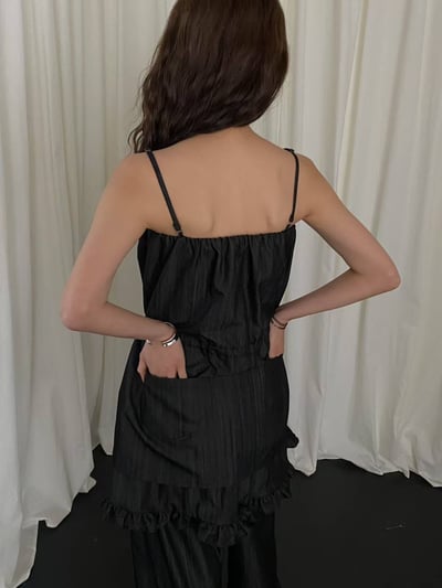 抽繩小口袋軟料牛仔背心9