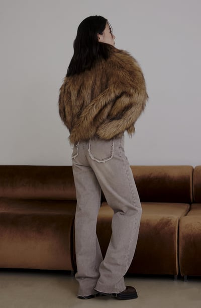 時髦抽鬚口袋渲染牛仔長褲4