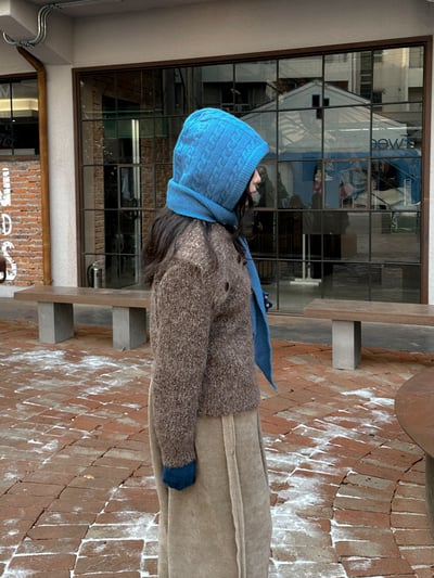 柔軟針織圍巾帽（多色）6