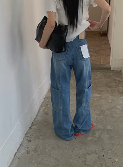 側口袋工作風牛仔褲4