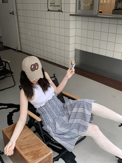 多種穿法格紋彈性連衣裙1