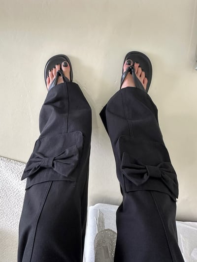 蝴蝶結口袋設計工裝褲4
