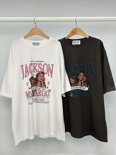 美式女孩印圖寬鬆柔棉T恤8