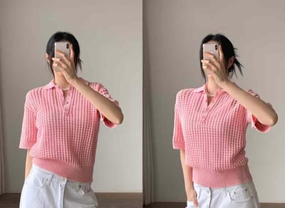 POLO領水洗刷色簍空針織衫3