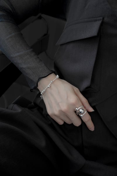 自留款水珠線條設計純銀戒指（可調節）2