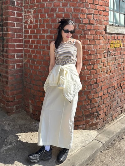 韓系簡約附腰帶風衣長裙4