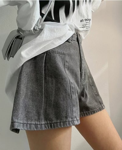 顯瘦車線牛仔短褲1