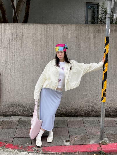 延南洞歐尼奶油蕾絲長裙10