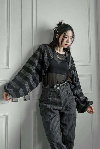 自然隨性寬袖短版針織小外套4