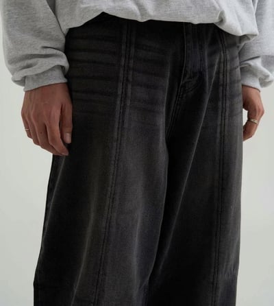 男裝刷色厚磅寬版牛仔褲S/M/L6