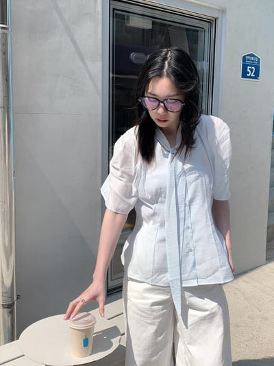 仙女光芒綁帶透透襯衫4