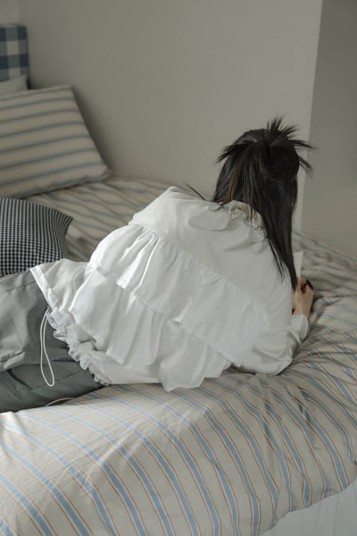 雙層荷葉抽繩排釦風衣外套（咩冷同款）9