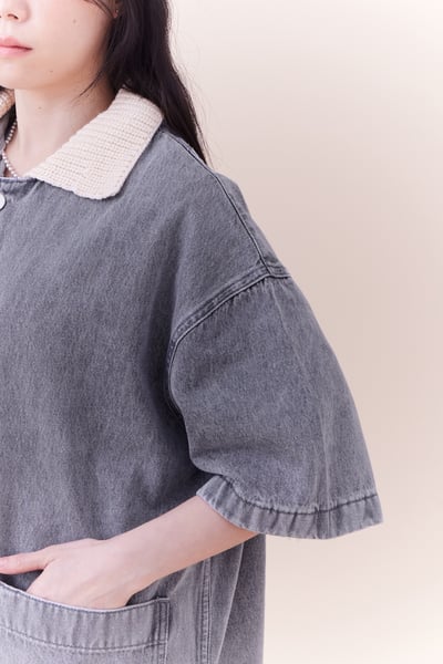 歐巴的針織拼接牛仔襯衫11