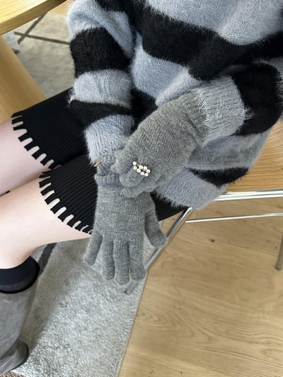 含羊毛針織手套（可露指）1