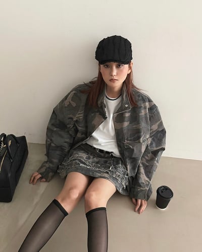 街頭迷彩落肩寬版外套1