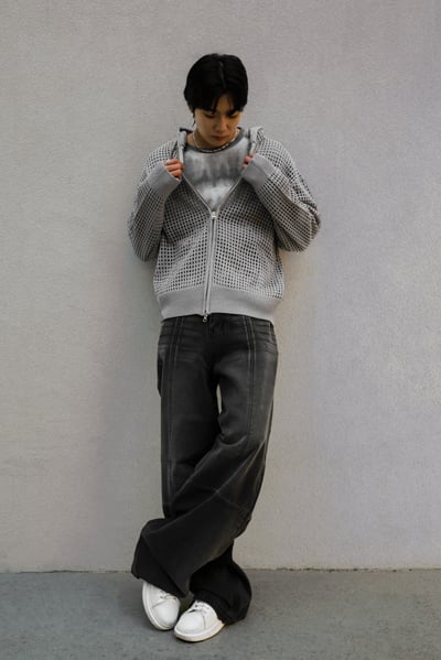 男裝刷色厚磅寬版牛仔褲S/M/L2