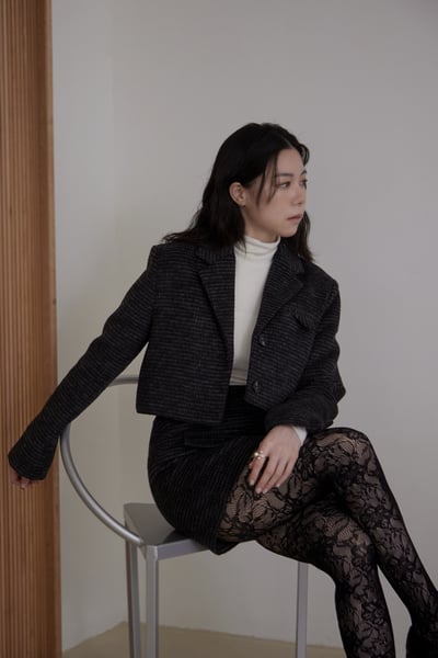 高級質感混毛短版外套3