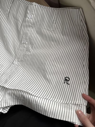 雙層襯衫布條紋短褲6