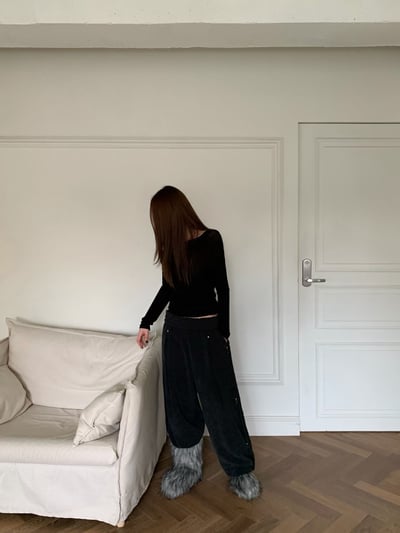 柔軟燈芯絨內刷絨寬褲（自留）12