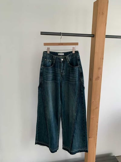 復古刷色小喇叭落地牛仔褲8