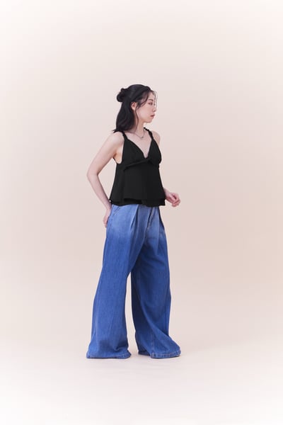 百搭打褶設計漸層牛仔寬褲16