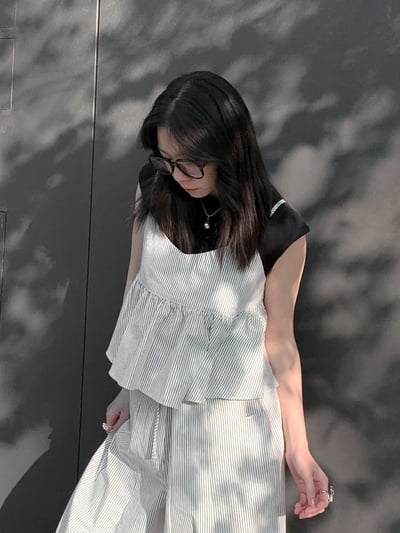 兩面穿綁帶條紋細肩背心（成套優惠）2