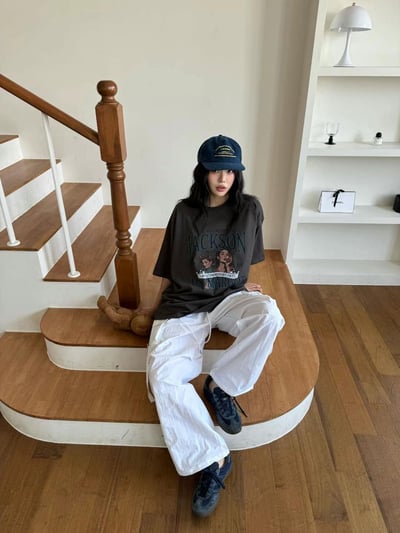 美式女孩印圖寬鬆柔棉T恤6