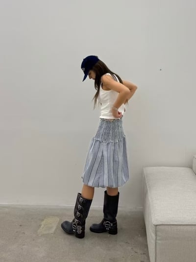 多種穿法格紋彈性連衣裙8