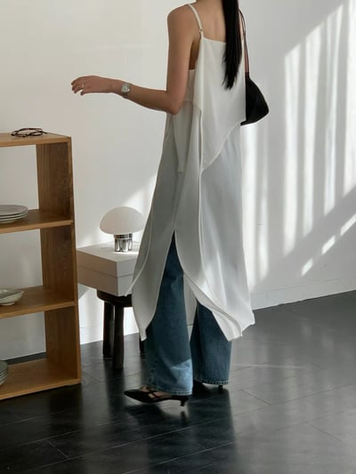 仙女日常層次綁帶細肩洋裝7