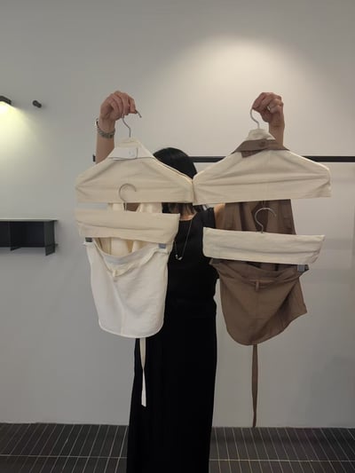 棉麻附綁帶繞頸設計背心10