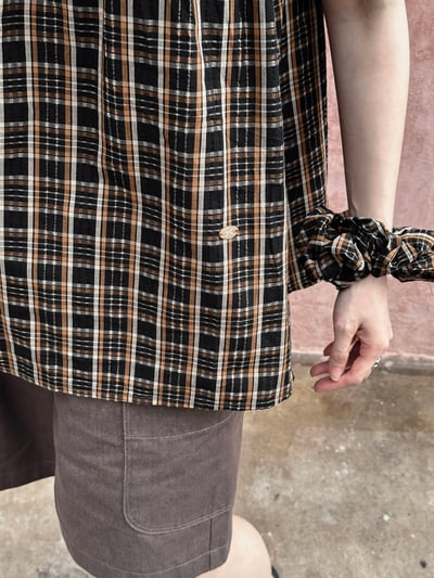 韓系度假附髮帶格子背心12