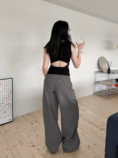 鉚釘設計反摺褲管附腰帶牛仔長褲13