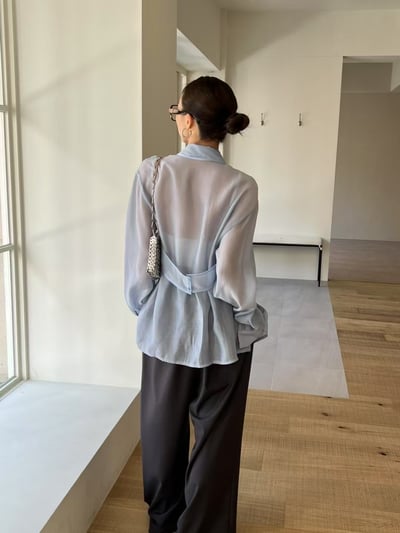 春夏光澤感兩件式透膚襯衫11