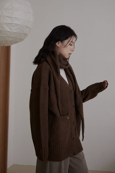 附圍巾厚實暖感針織外套6