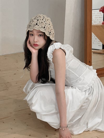 夏日雜誌編織綁帶軟帽1