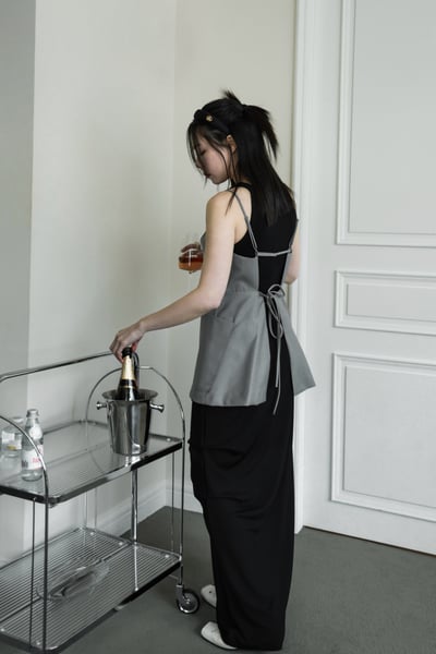 後綁腰質感西裝背心裙8