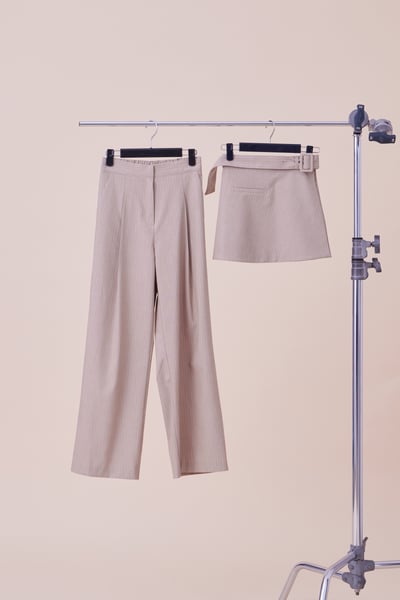 兩件式條紋西裝長褲裙6