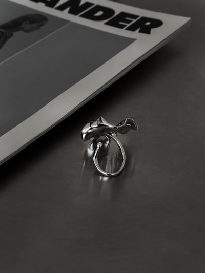 流線花朵可調節純銀戒指3