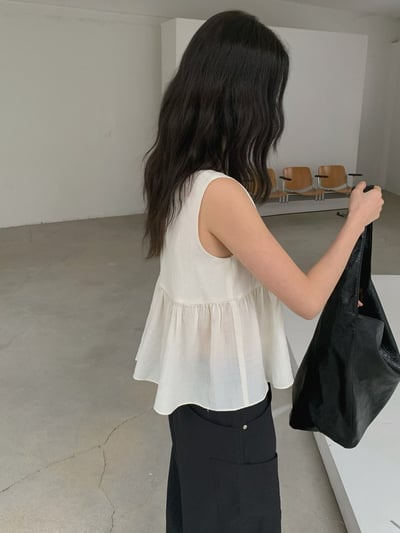 韓系小眾輕透綁帶無袖上衣11