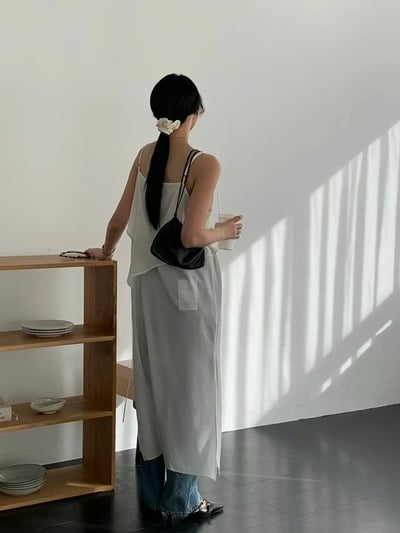 仙女日常層次綁帶細肩洋裝6