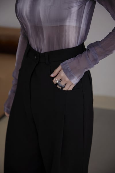 雙腰釦內磨毛西裝長褲2