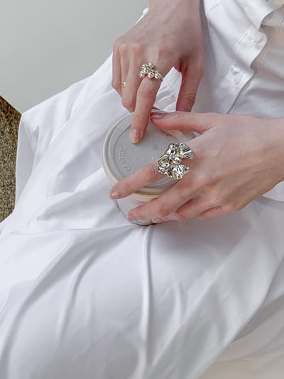 流線花朵可調節純銀戒指2