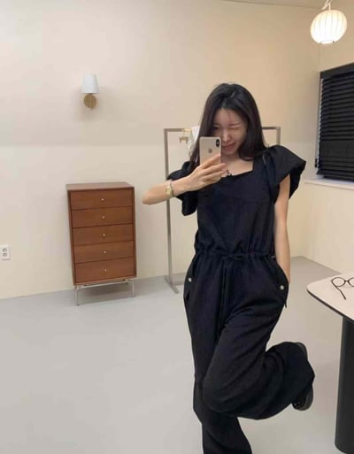 出遊必備花苞袖緹花連身褲（子珊同款）16