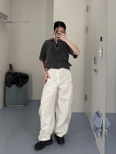 鉚釘設計反摺褲管附腰帶牛仔長褲4