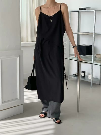 仙女日常層次綁帶細肩洋裝15