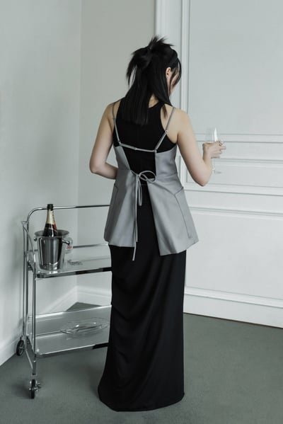 後綁腰質感西裝背心裙9