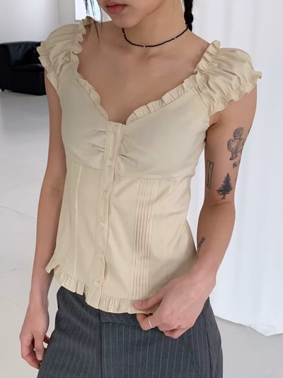 荷葉少女棉質背心上衣12